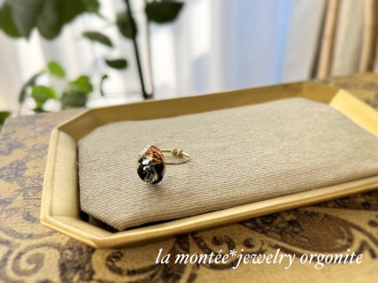 ブラックトルマリン×クリスタルのリング＊S